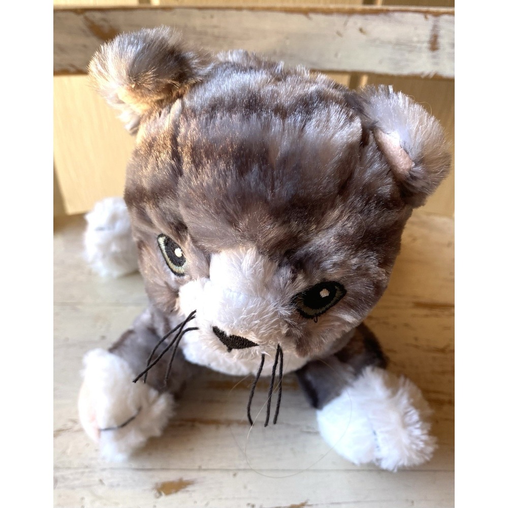 Ikea LILLEPLUTT Gray Striped Tabby Cat Kitten Plush Animal EUC Stitched Eyes
